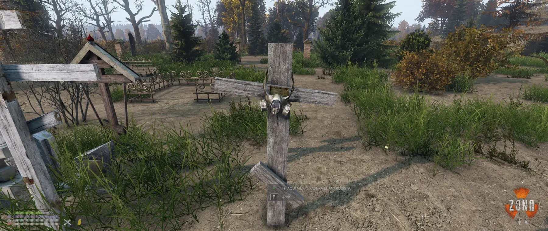 Cruz de una tumba que oculta un alijo en un cementerio abandonado